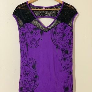 Purple & Black Lace Top